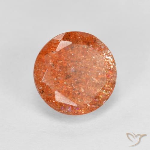 Pedra do Sol Laranja Médio-Claro Natural 1.55ct, Corte Redondo, Translúcido