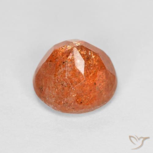 Pedra do Sol Laranja Médio-Claro Natural 1.55ct, Corte Redondo, Translúcido