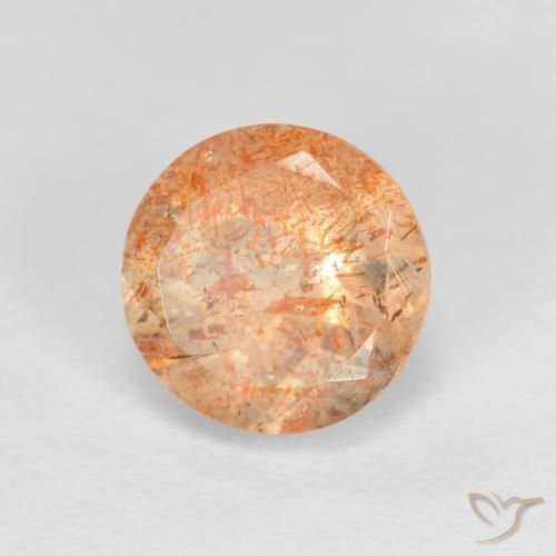Pedra do Sol Laranja Pêssego Claro Natural 1.42ct, Redondo, Transparente