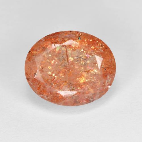 Pedra do sol laranja natural 3,78ct, corte oval, transparente