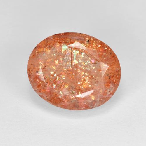 Pedra do sol laranja natural 3,78ct, corte oval, transparente