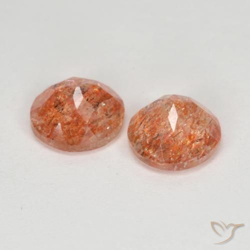 Pedras preciosas de Pedra do Sol laranja quente natural de 2.25 ct, Redondo, Translúcido