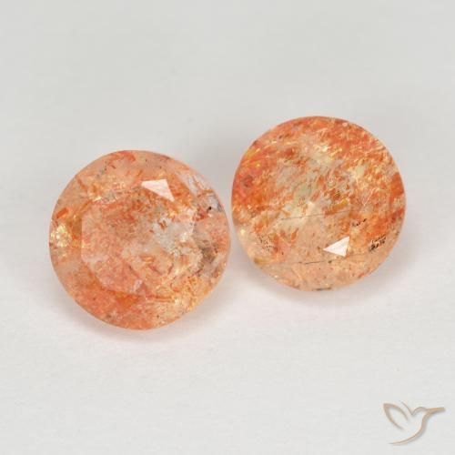 Pedras preciosas de Pedra do Sol Laranja Médio-Claro natural de 2.84 ct, Redondo, Transparente