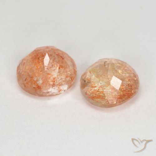 Pedras preciosas de Pedra do Sol Laranja Médio-Claro natural de 2.84 ct, Redondo, Transparente