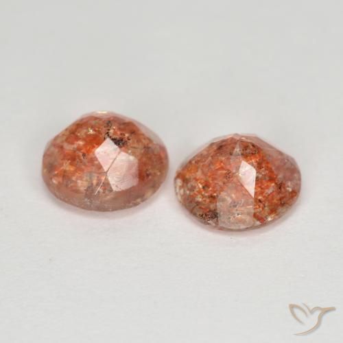 Pedras preciosas de Pedra do Sol laranja avermelhado natural de 2.08 ct, Redondo, Transparente