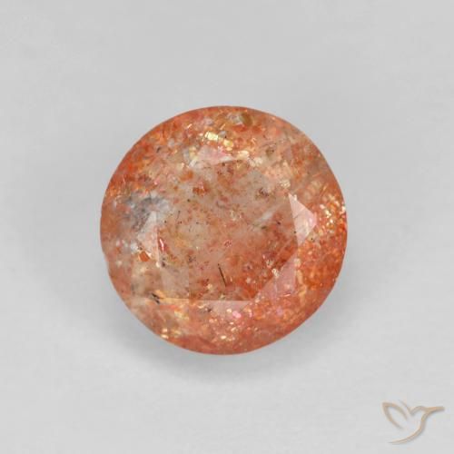 1.53ct Natural Toranja Laranja Pedra do Sol, Redondo, Translúcido