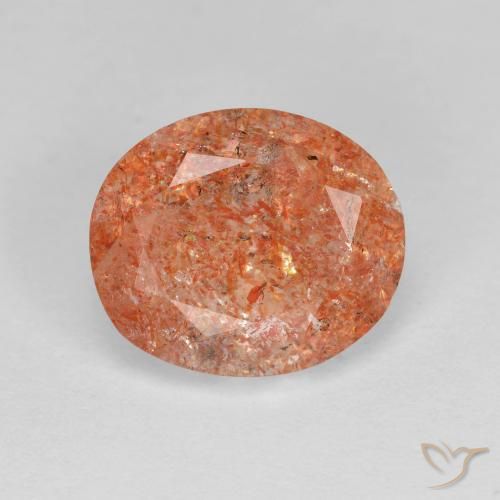 3.19ct Natural laranja avermelhado Pedra do Sol, oval, Transparente