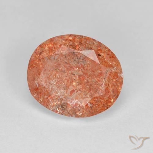 Pedra do Sol laranja avermelhado Natural 3.19ct, oval, Transparente