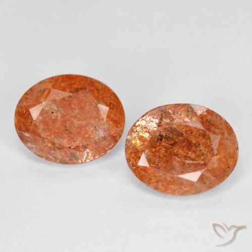 Pedras preciosas de Pedra do Sol laranja avermelhado natural de 4.80 ct, oval, Transparente