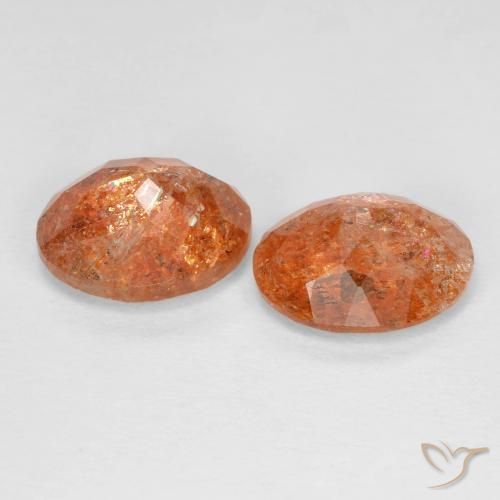 Pedras preciosas de Pedra do Sol laranja avermelhado natural de 4.80 ct, oval, Transparente