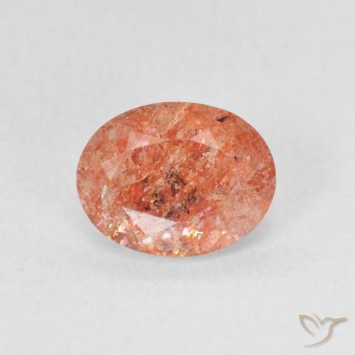 1.07ct Natural laranja avermelhado Pedra do Sol, oval, Translúcido