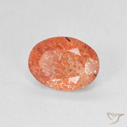 Pedra do Sol Laranja Médio Natural 1.24ct, oval, Translúcido