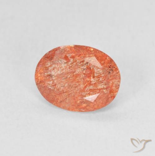 Pedra do Sol Laranja brilhante Natural 0.92ct, oval, Translúcido