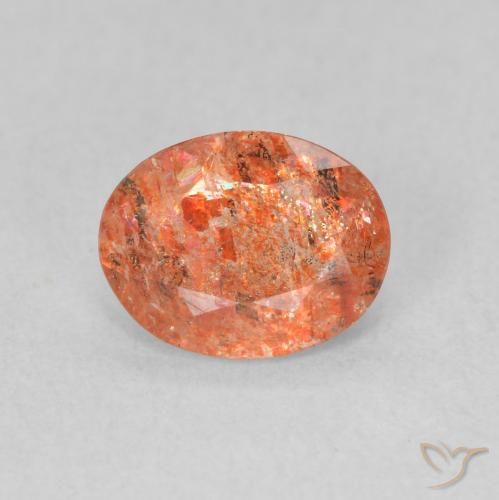 1.03ct Natural laranja avermelhado Pedra do Sol, oval, Translúcido