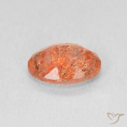Pedra do Sol laranja avermelhado Natural 1.03ct, oval, Translúcido