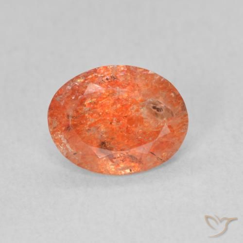 0.94ct Natural Laranja brilhante Pedra do Sol, oval, Translúcido
