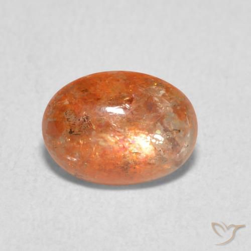 1.08ct Natural laranja avermelhado Pedra do Sol, oval, Translúcido