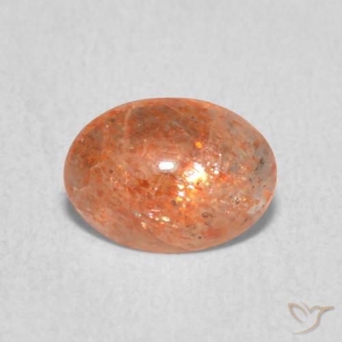 0.84ct Natural Medium Light-Orange Pedra do Sol, oval, Translúcido