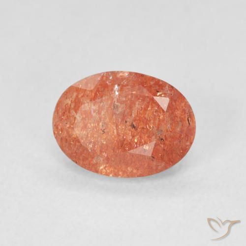 Pedra do Sol laranja avermelhado Natural 1.15ct, oval, Translúcido