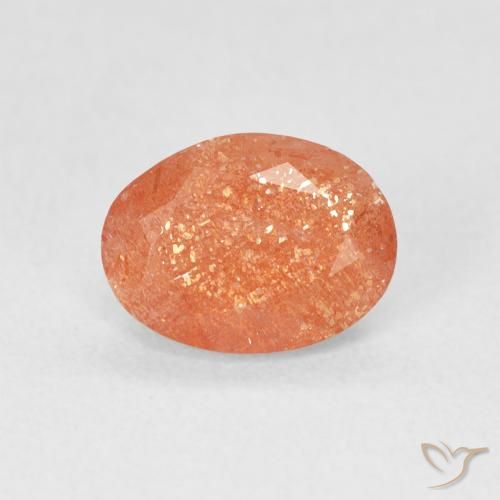 1.23ct Natural laranja avermelhado Pedra do Sol, oval, Translúcido