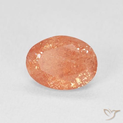 Pedra do Sol laranja avermelhado Natural 1.23ct, oval, Translúcido