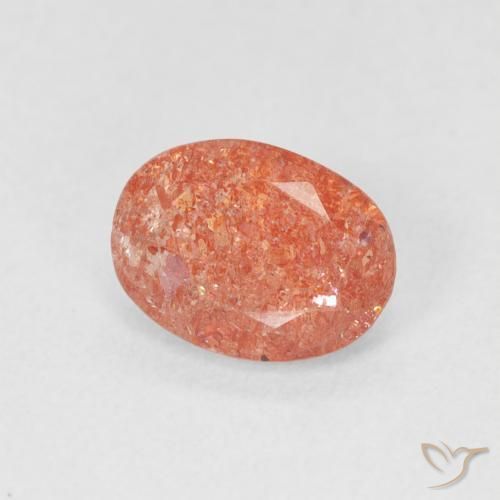 Pedra do Sol laranja avermelhado Natural 1.05ct, oval, Translúcido