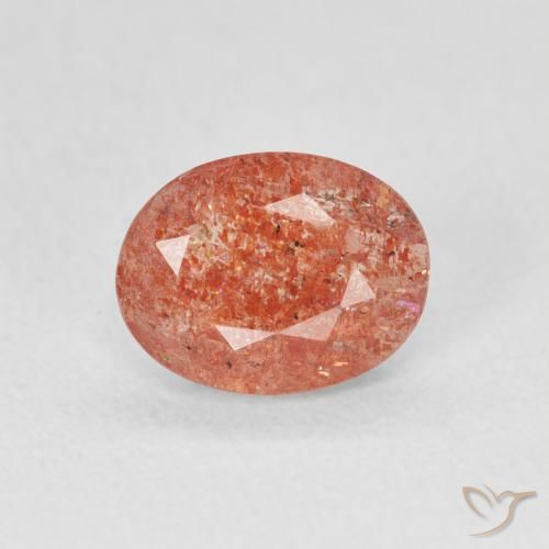 0.91ct Natural laranja avermelhado Pedra do Sol, oval, Translúcido