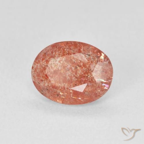 Pedra do Sol laranja avermelhado Natural 0.91ct, oval, Translúcido