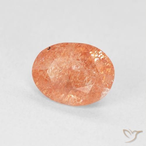 Pedra do Sol laranja avermelhado Natural 1.20ct, oval, Translúcido