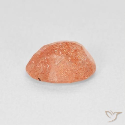 Pedra do Sol laranja avermelhado Natural 1.20ct, oval, Translúcido