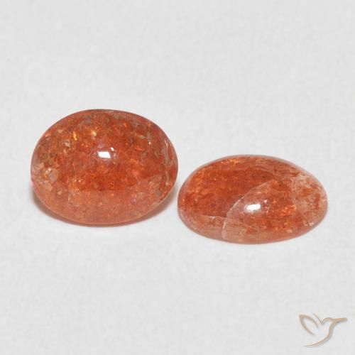 Pedras preciosas de Pedra do Sol laranja avermelhado natural de 1.83 ct, oval, Translúcido