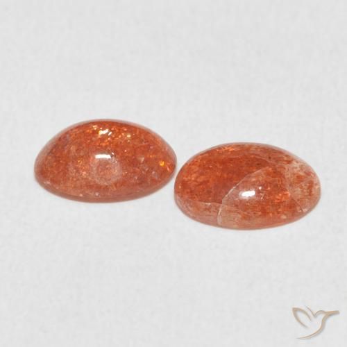 Pedras preciosas de Pedra do Sol laranja avermelhado natural de 1.83 ct, oval, Translúcido