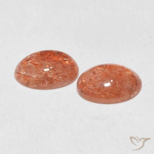 Pedras preciosas de Pedra do Sol laranja avermelhado natural de 2.18 ct, oval, Translúcido