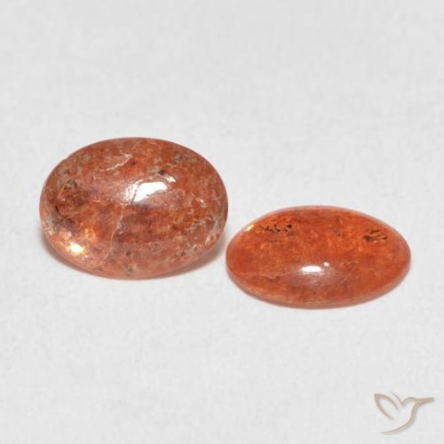 Pedras preciosas de Pedra do Sol laranja avermelhado natural de 1.58 ct, oval, Translúcido