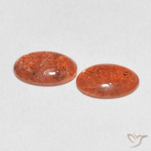 Pedras preciosas de Pedra do Sol laranja avermelhado natural de 1.58 ct, oval, Translúcido