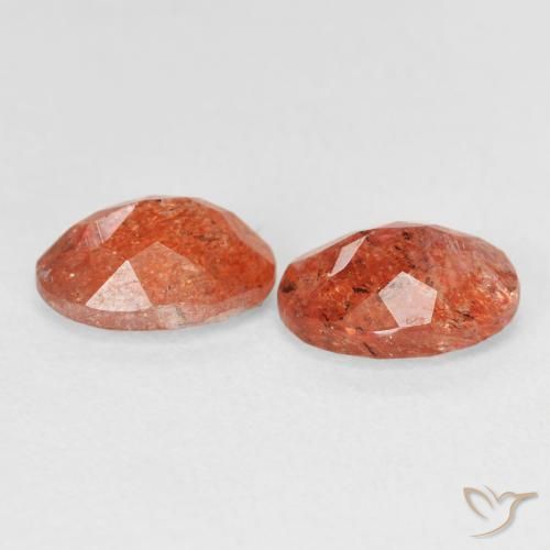 Pedras preciosas de Pedra do Sol laranja avermelhado natural de 2.40 ct, oval, Translúcido