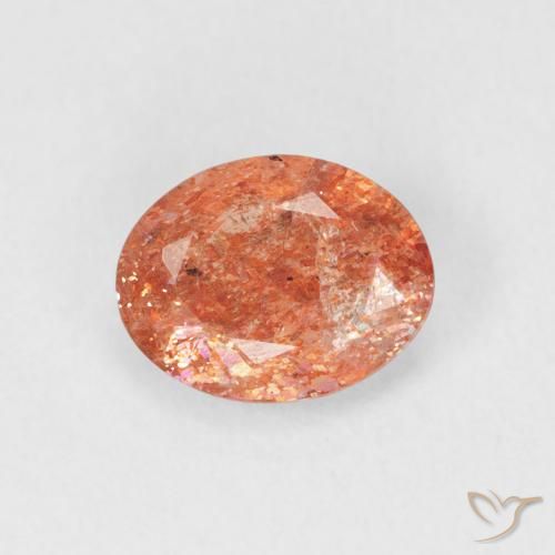 0.98ct Natural laranja avermelhado Pedra do Sol, oval, Translúcido