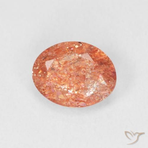 Pedra do Sol laranja avermelhado Natural 0.98ct, oval, Translúcido