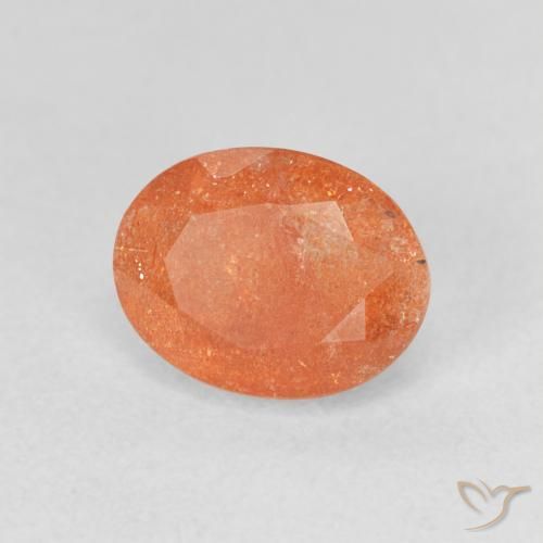Pedra do Sol Laranja Profundo Natural 1.44ct, oval, Translúcido