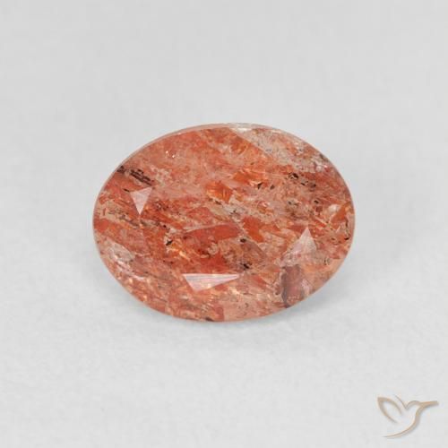 1.23ct Natural laranja avermelhado Pedra do Sol, oval, Translúcido