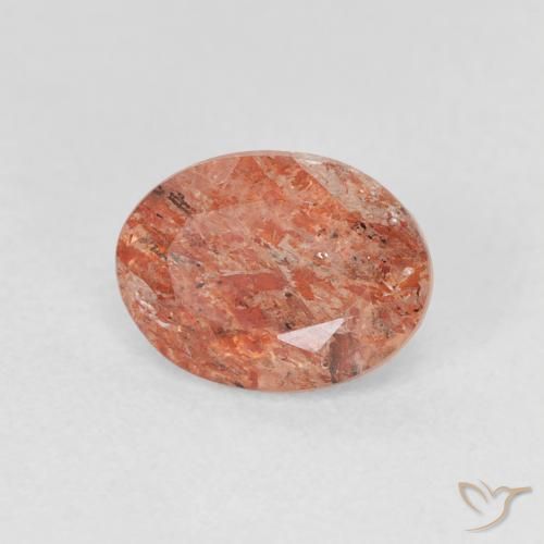 Pedra do Sol laranja avermelhado Natural 1.23ct, oval, Translúcido