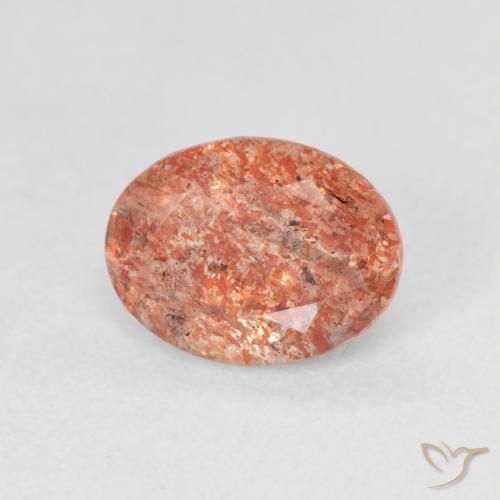 Pedra do Sol laranja avermelhado Natural 1.31ct, oval, Translúcido