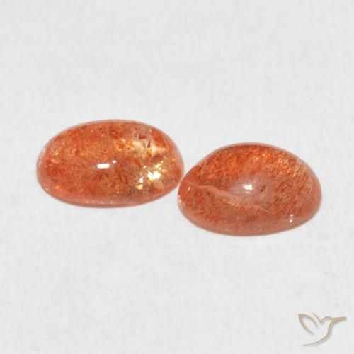 Pedras preciosas de Pedra do Sol laranja avermelhado natural de 2.12 ct, oval, Translúcido