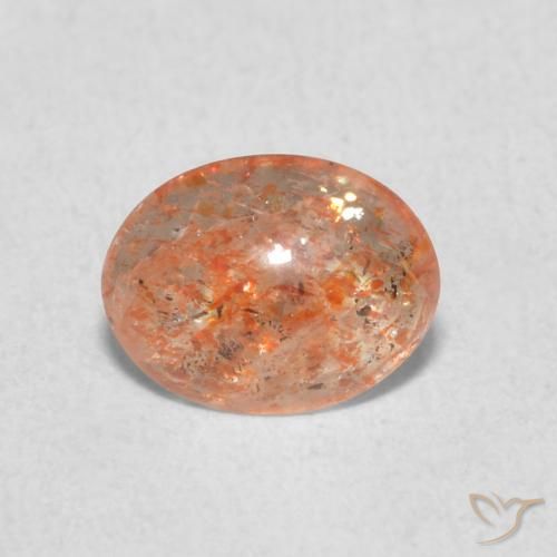 0.84ct Natural Medium Light-Orange Pedra do Sol, oval, Translúcido