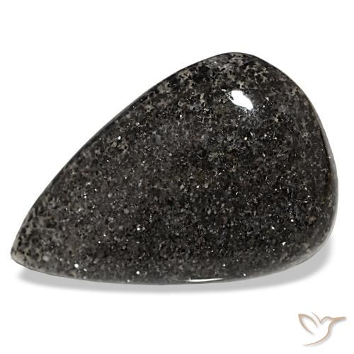 34.68ct preto pedra do sol, formato de pêra, translúcido