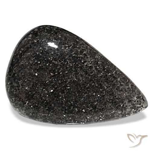Pedra do sol preto natural 34,68ct, formato de pêra, translúcido