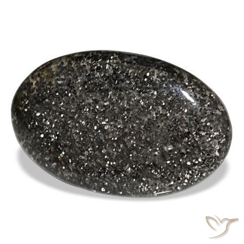 Pedra do sol preto natural 33,38ct, corte oval, translúcido