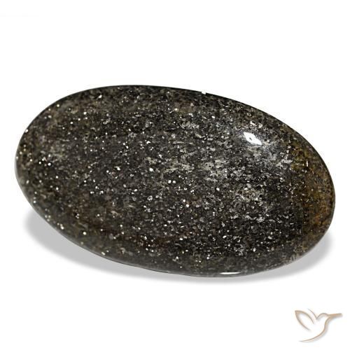 Pedra do sol preto natural 65,84ct, corte oval, translúcido