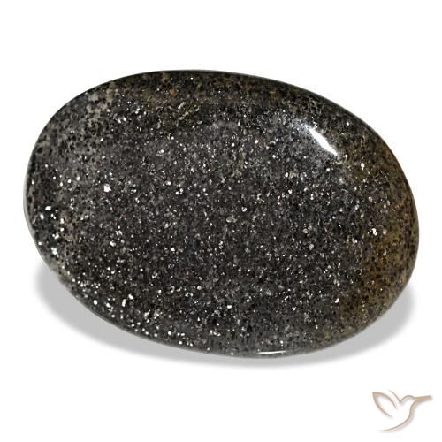 Pedra do sol preto natural 38,56ct, corte oval, translúcido