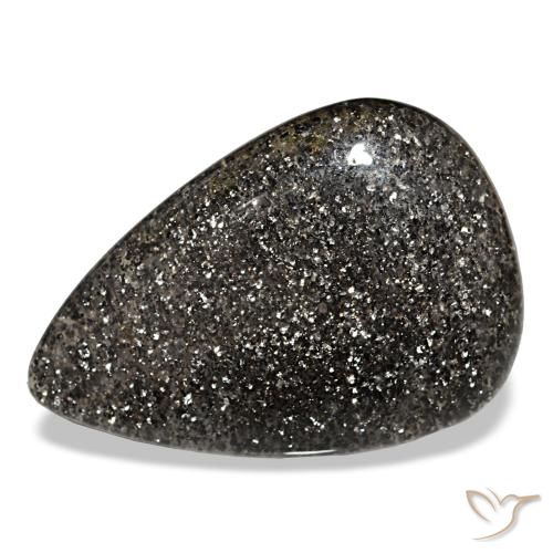Pedra do sol preto natural 23,50ct, formato de pêra, translúcido